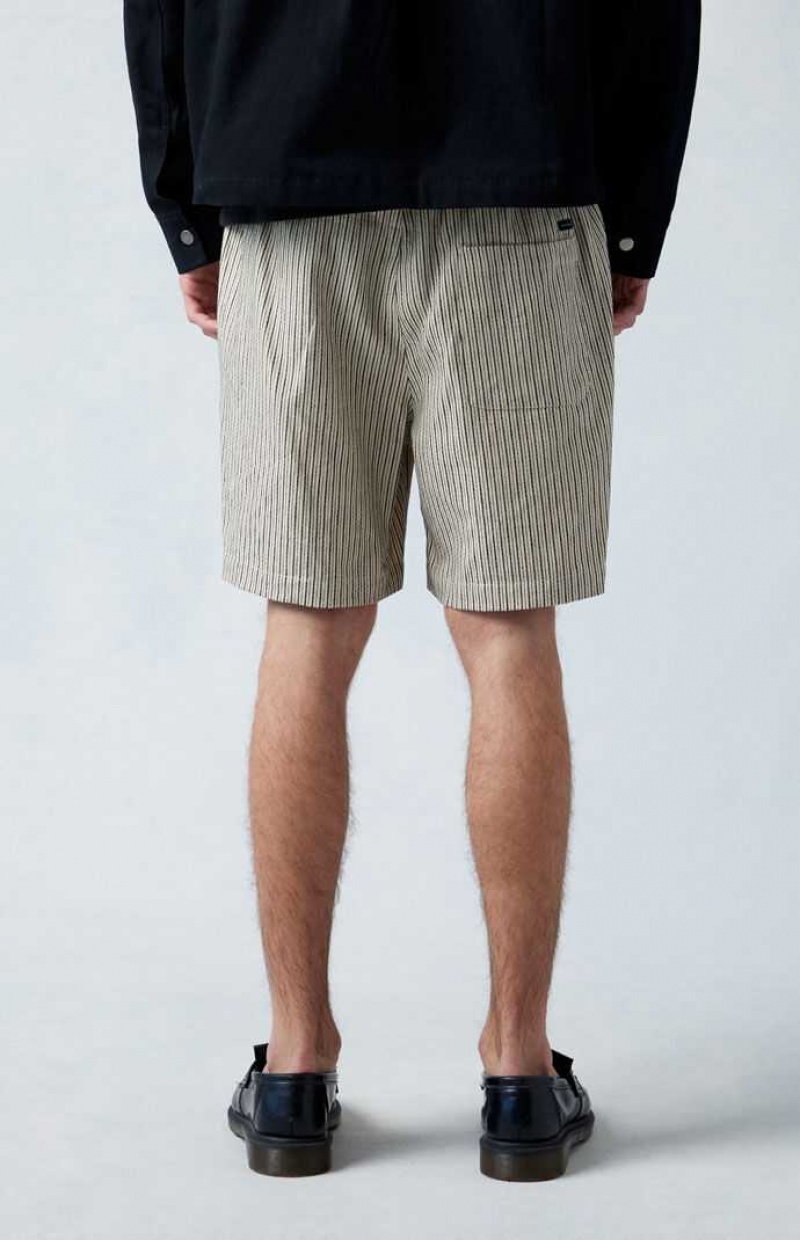 BLACK/WHITE PacSun Black Russel Linen Volley Shorts | AOJLNEV-02