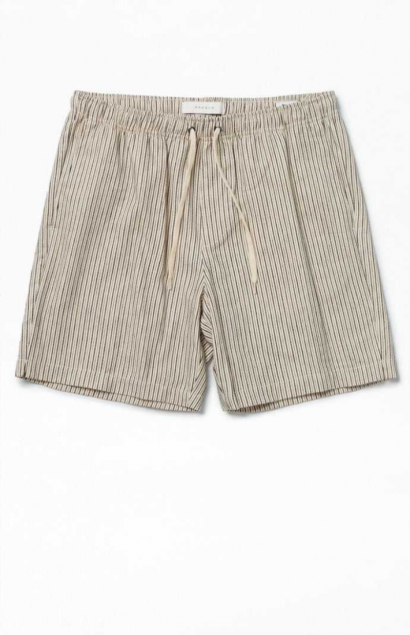 BLACK/WHITE PacSun Black Russel Linen Volley Shorts | AOJLNEV-02