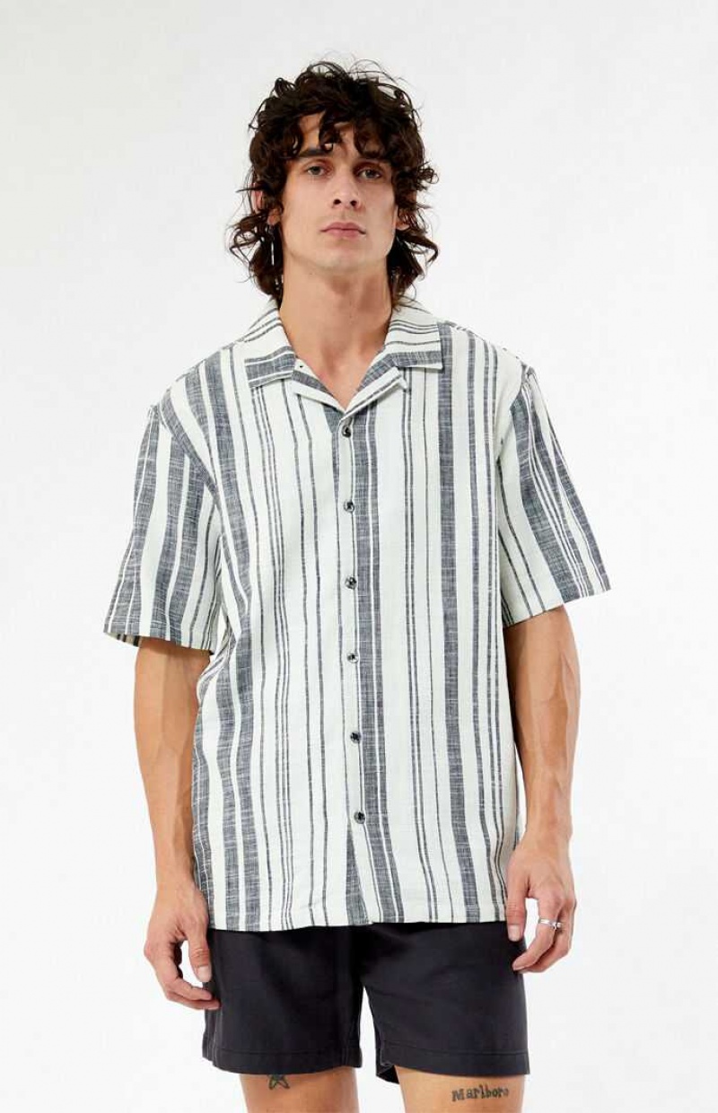 BLACK/WHITE PacSun Black Woven Camp Shirt | NWQGPUC-86