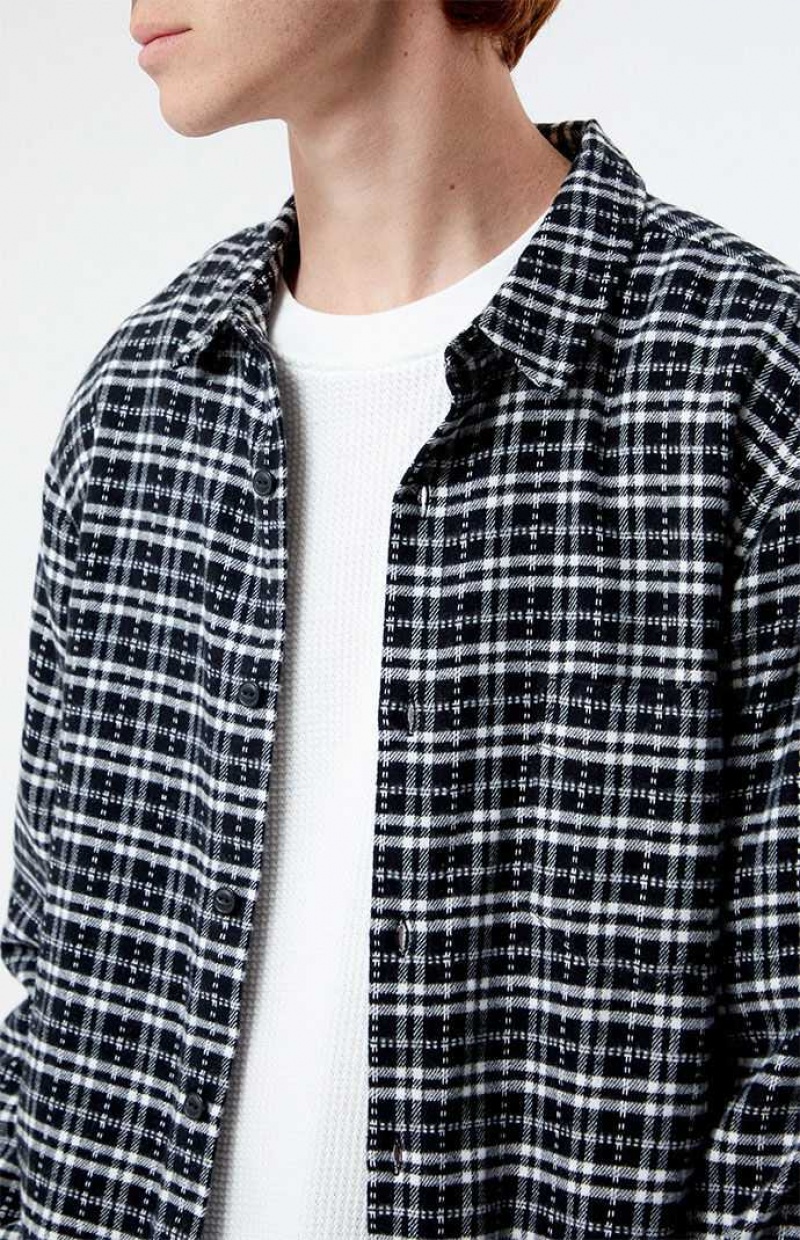 BLACK/WHITE PacSun Black & White Classic Plaid Shirt | QSFRYKO-91