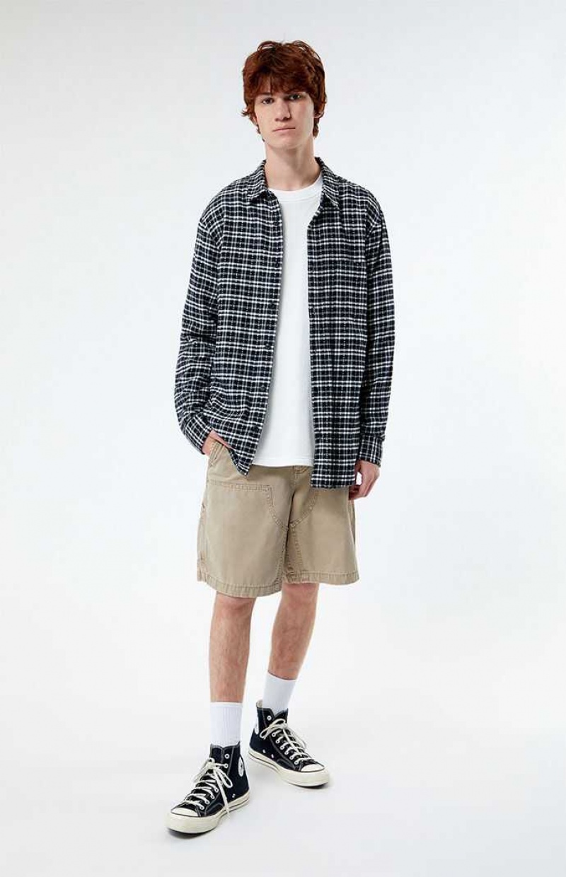 BLACK/WHITE PacSun Black & White Classic Plaid Shirt | QSFRYKO-91