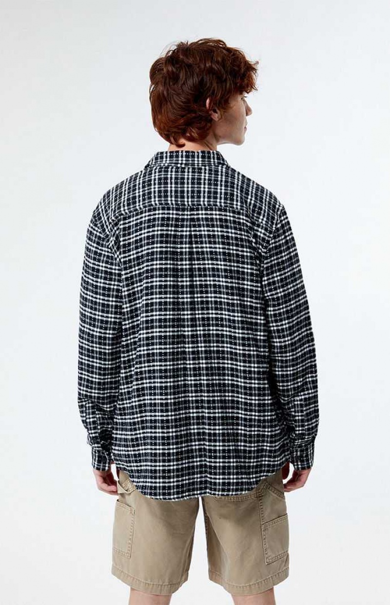 BLACK/WHITE PacSun Black & White Classic Plaid Shirt | QSFRYKO-91