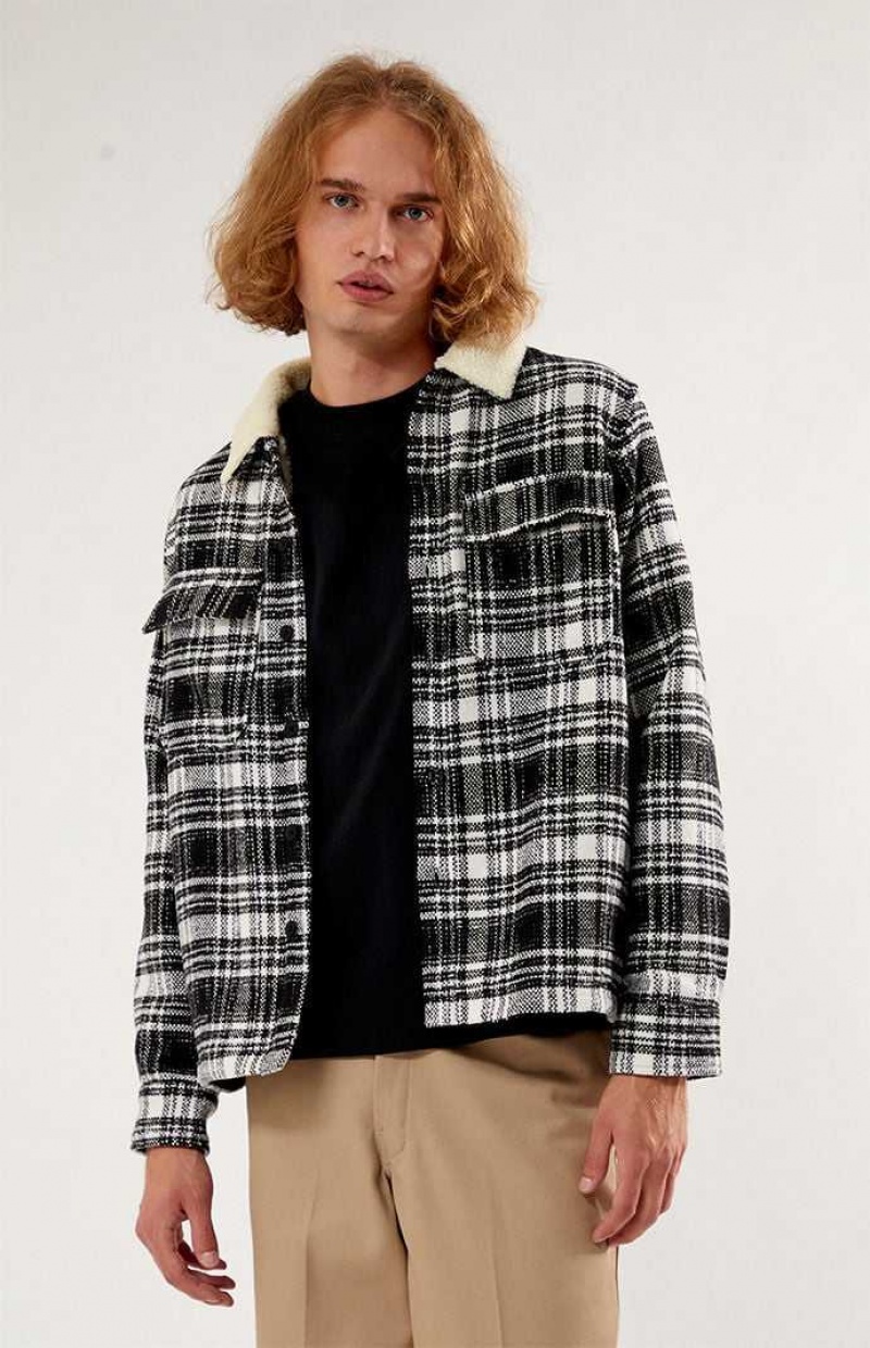 BLACK/WHITE PacSun Sherpa Shacket | KSGPONZ-49