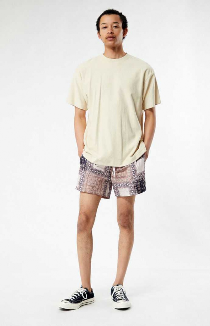 BLACK MULTI PacSun Bandana Block 4.5" Swim Trunks | SONZLHB-85