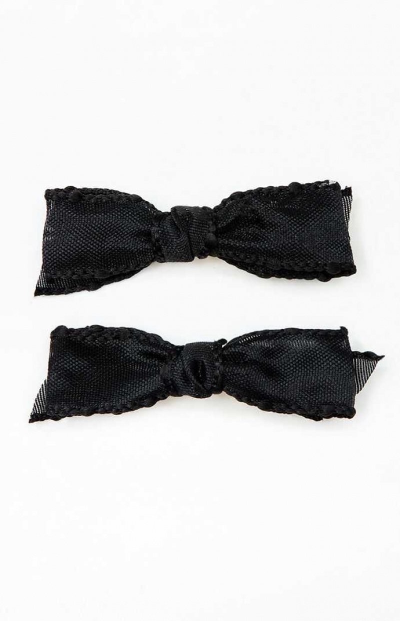 BLACK PacSun 2 Pack Black Bow Hair Clips | AKMPJTL-58