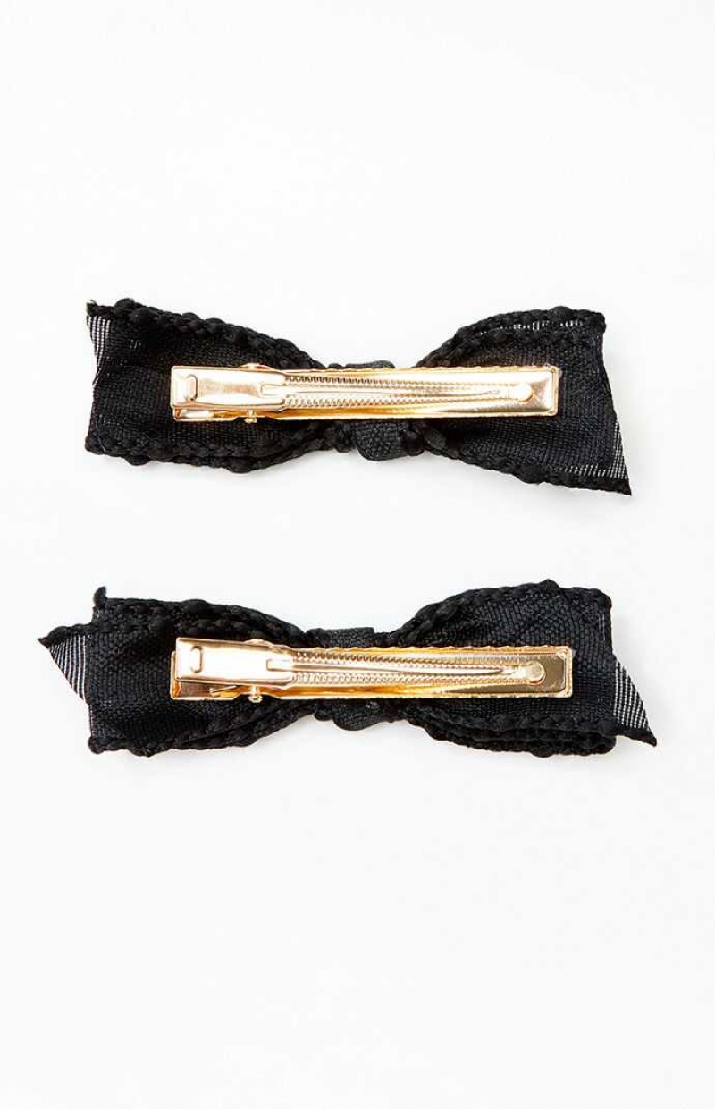 BLACK PacSun 2 Pack Black Bow Hair Clips | AKMPJTL-58