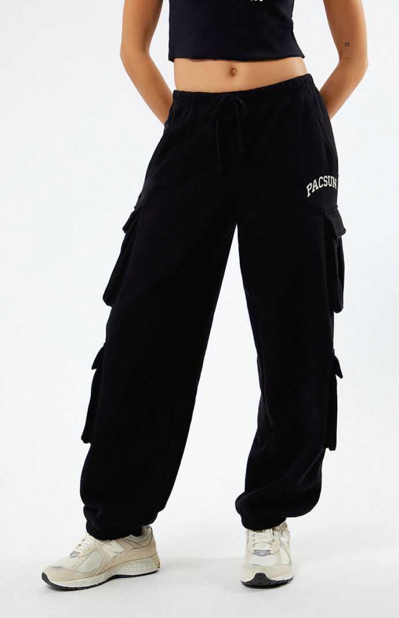 BLACK PacSun Arch Cargo Sweatpants | UCKOQAM-13