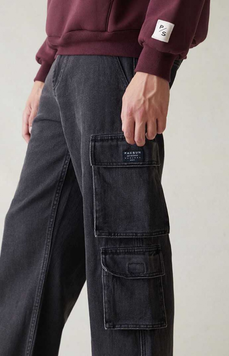 BLACK PacSun Black Baggy Cargo Jeans | PYCUGQN-18