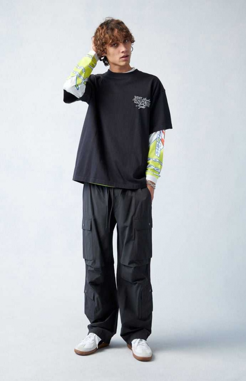 BLACK PacSun Black Baggy Cargo Pants | ZQKUYJT-36