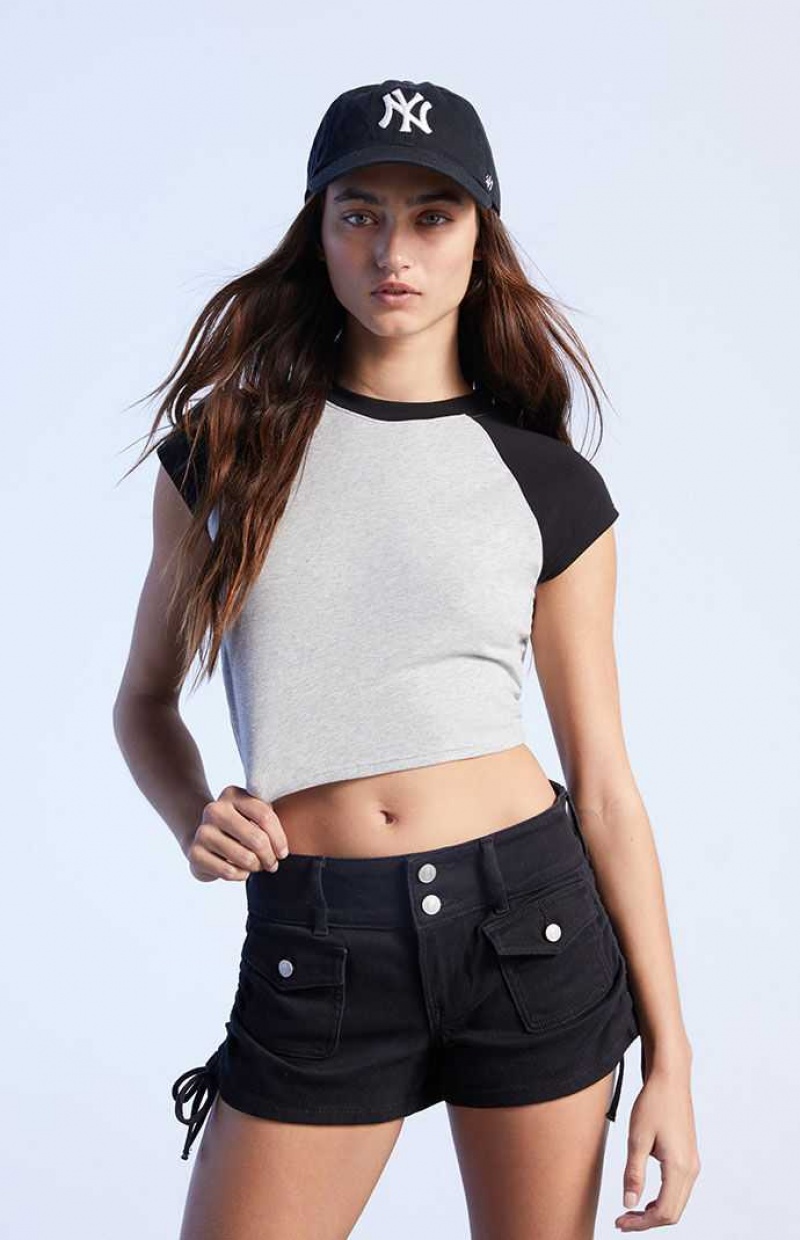 BLACK PacSun Black Cinched Stretch Low Rise Denim Shorts | EISRKLB-27