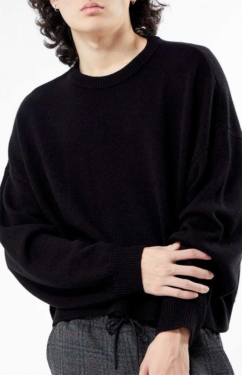 BLACK PacSun Black Cropped Sweater | FKQPJRS-07