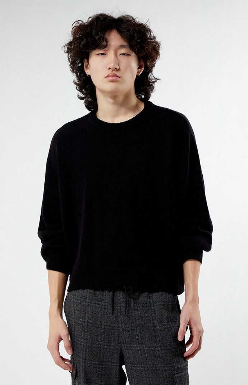 BLACK PacSun Black Cropped Sweater | FKQPJRS-07