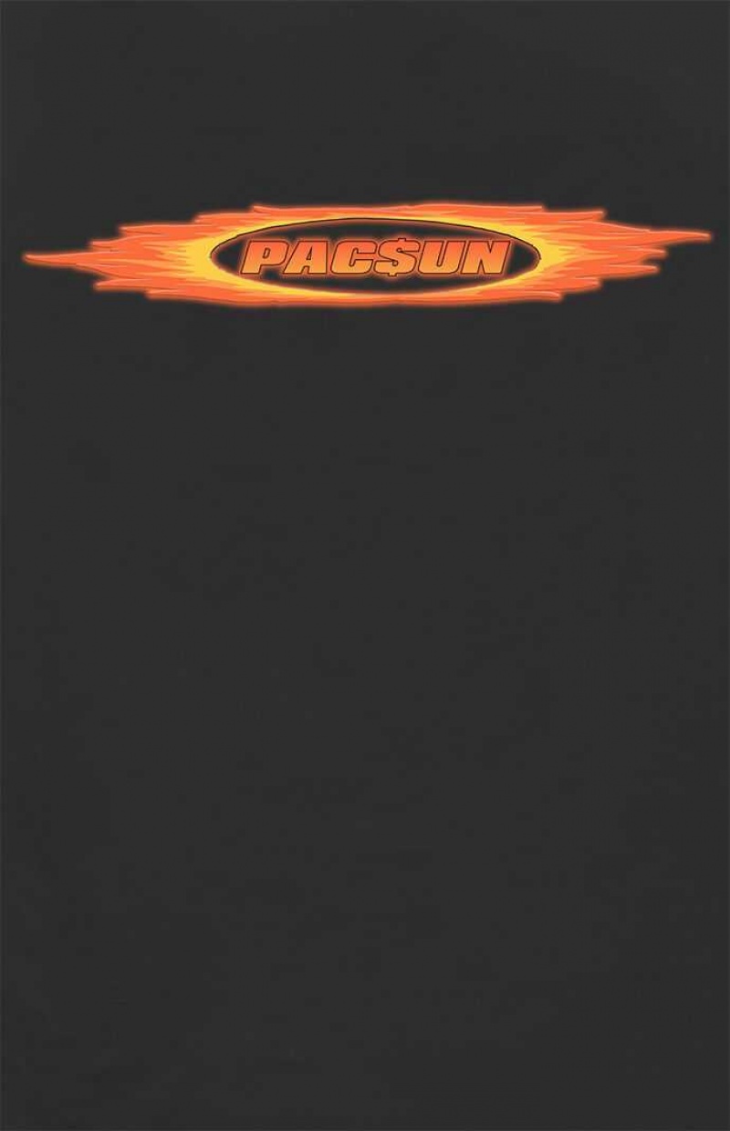 BLACK PacSun Black Flames Logo T-Shirt | DHRKVAP-36