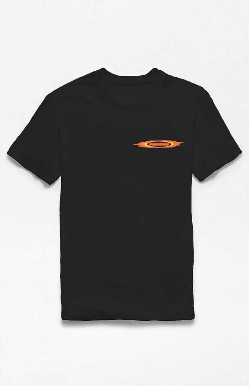 BLACK PacSun Black Flames Logo T-Shirt | DHRKVAP-36