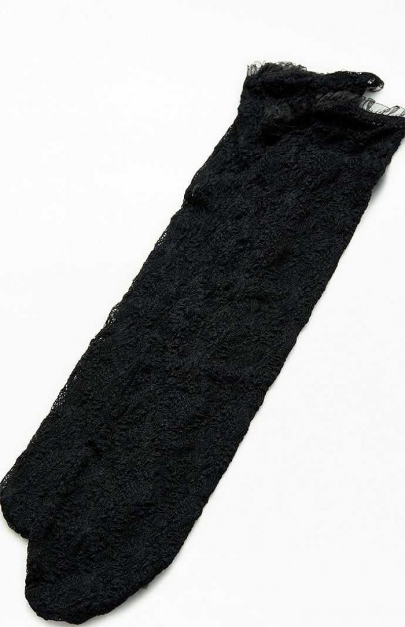 BLACK PacSun Black Lace Crew Socks | FBODITX-62