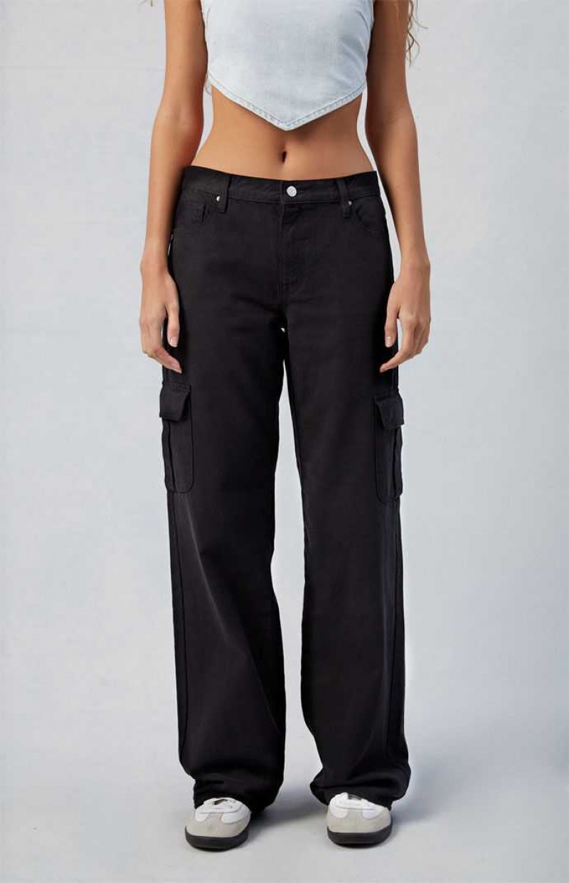 BLACK PacSun Black Low Rise Extreme Baggy Cargo Pants | RGJAEVK-60