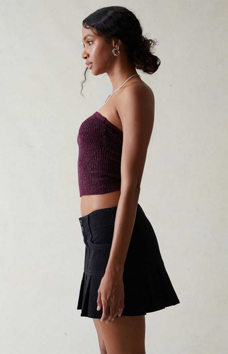 PacSun Bottoms On Sales BLACK Black Low Rise Pleated Mini Skirt Womens