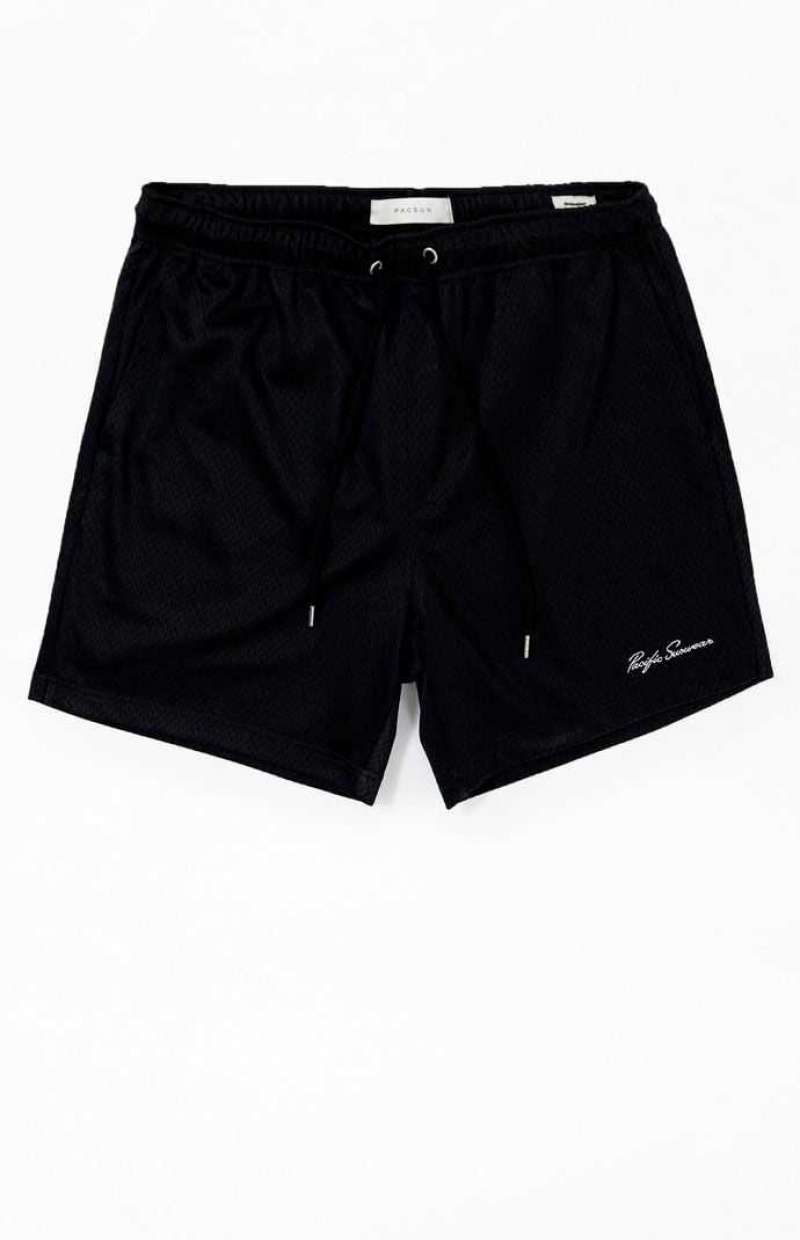 BLACK PacSun Black Mesh Basketball Shorts | OCDQWRV-17