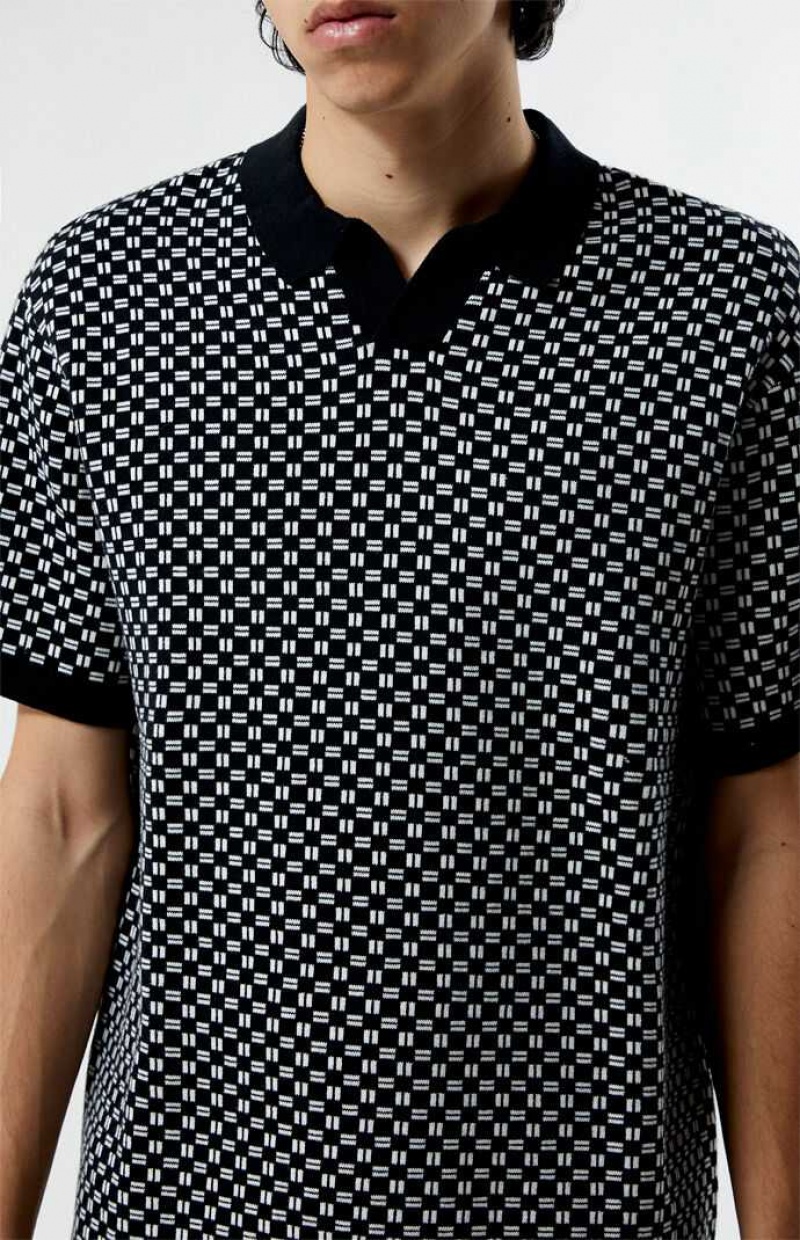 BLACK PacSun Black Open Polo Shirt | DKVIMQJ-29