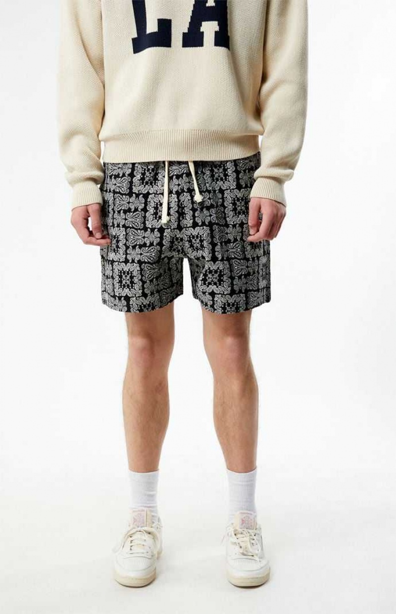 BLACK PacSun Black Paisley Tapestry Shorts | ISDMJBA-30