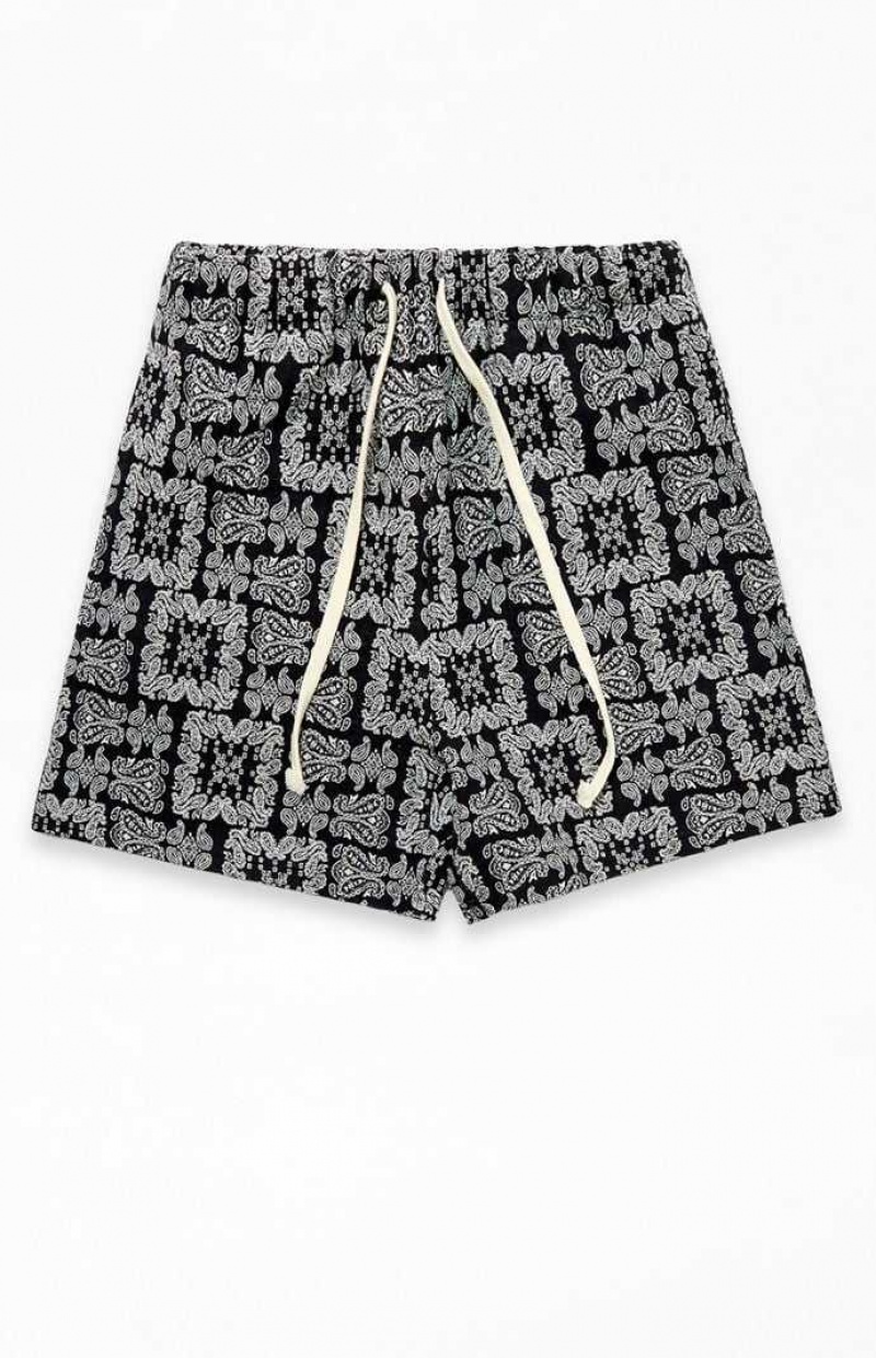 BLACK PacSun Black Paisley Tapestry Shorts | ISDMJBA-30