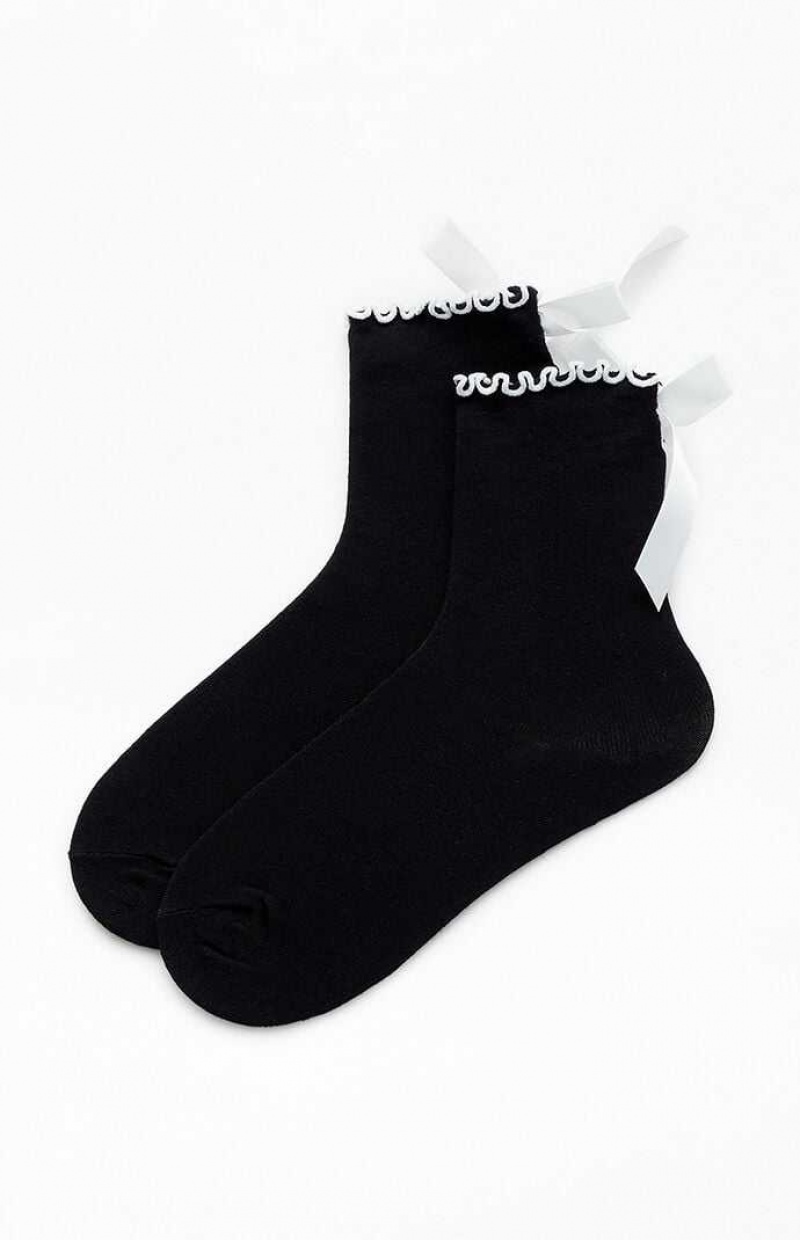 BLACK PacSun Black Ruffle Bow Socks | KGBTCIS-67