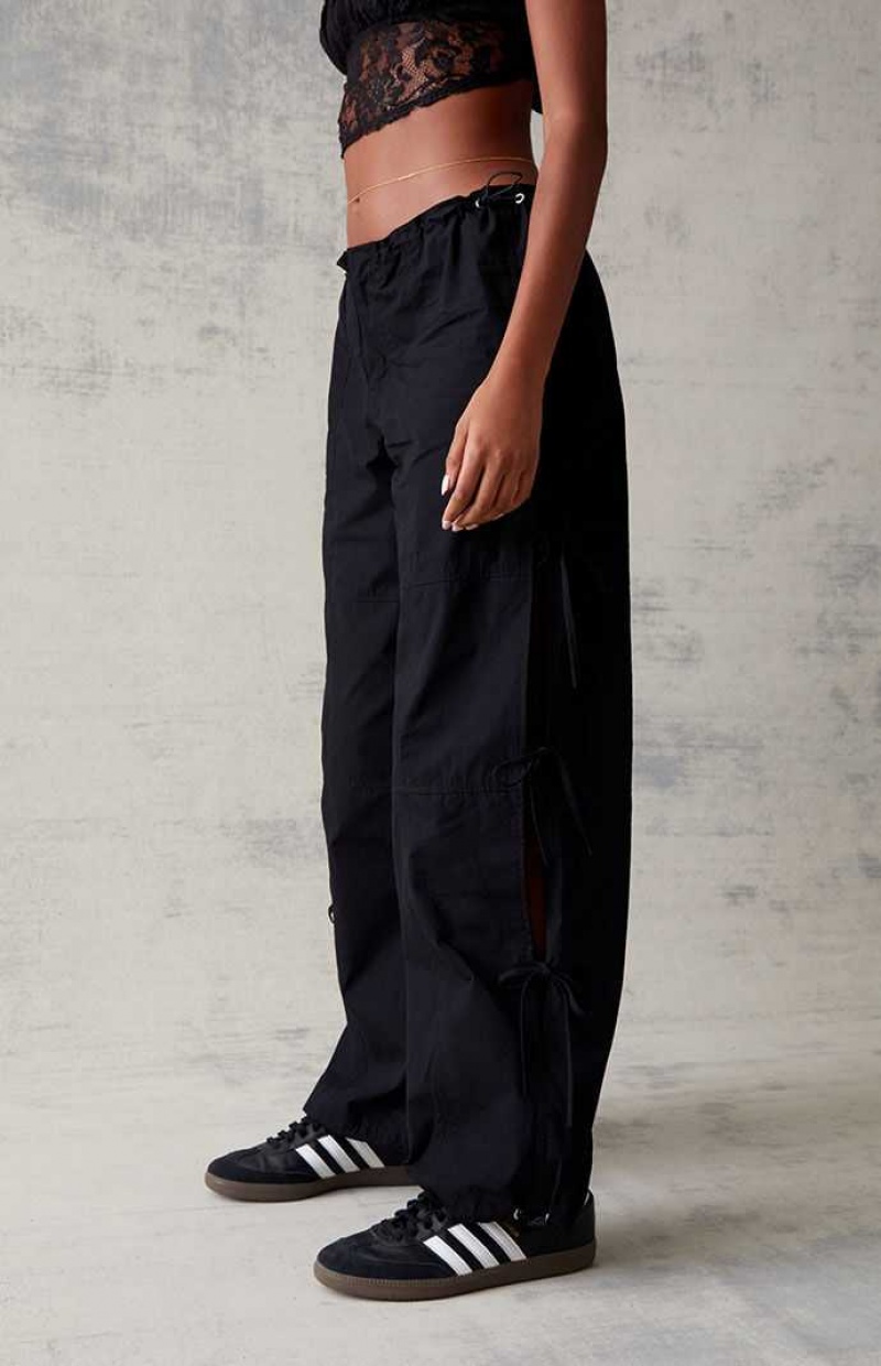 BLACK PacSun Black Tie Side Baggy Pants | LBFNMAX-46