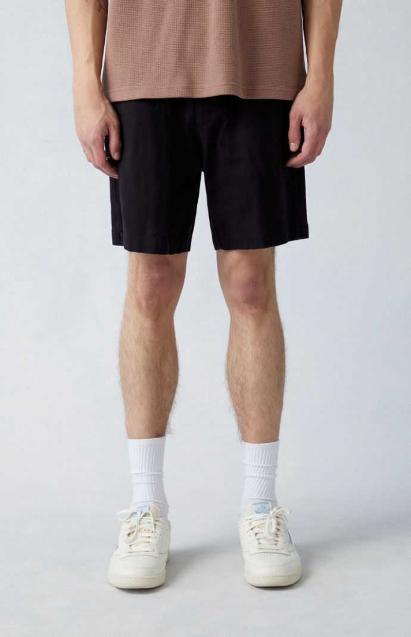 BLACK PacSun Black Twill Volley Shorts | DHAFJEM-30