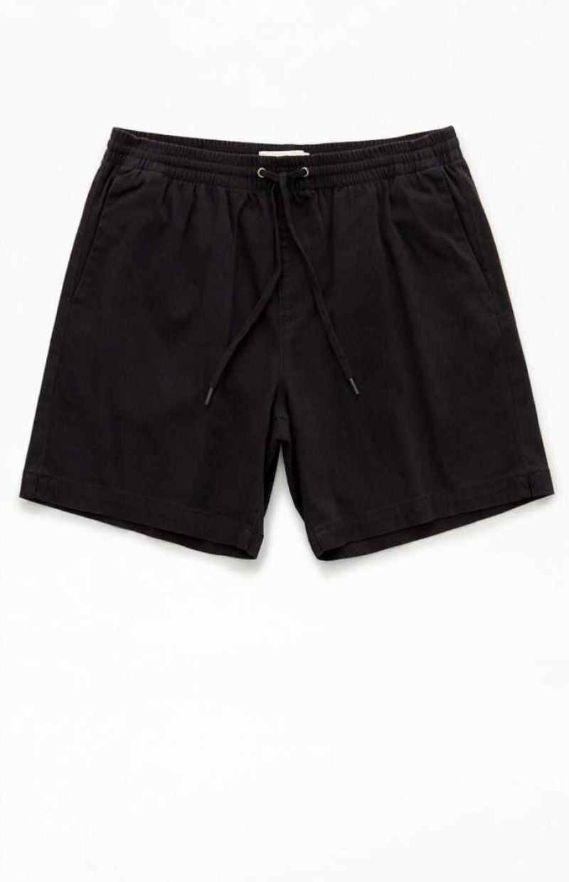 BLACK PacSun Black Twill Volley Shorts | DHAFJEM-30