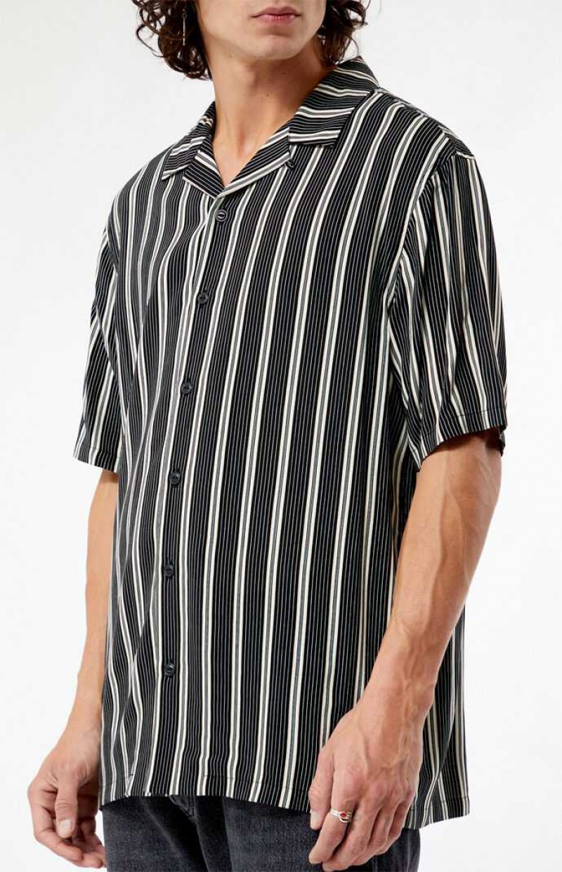 BLACK PacSun Black Viscose Camp Shirt | PHRVWEZ-02