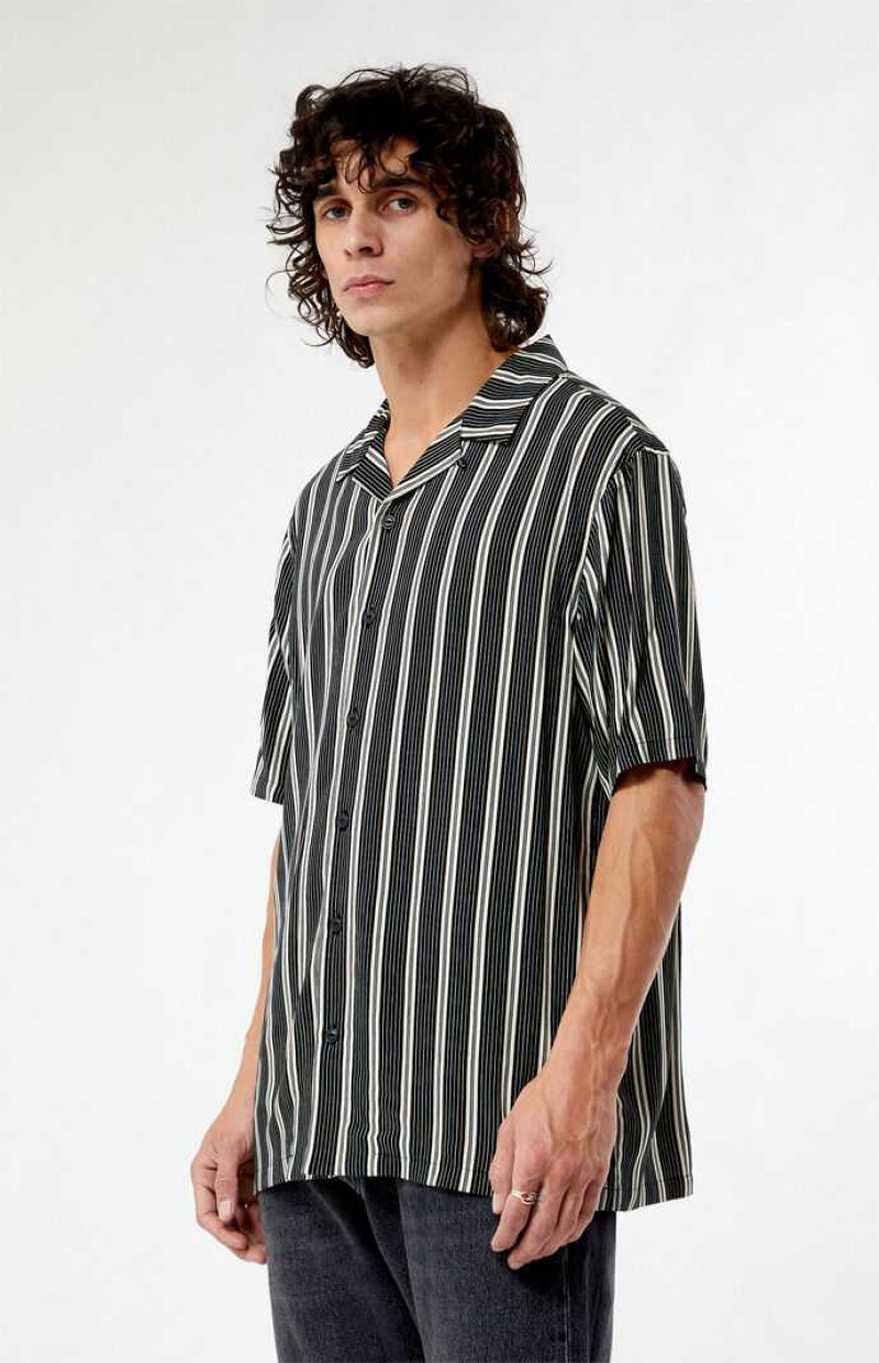 BLACK PacSun Black Viscose Camp Shirt | PHRVWEZ-02