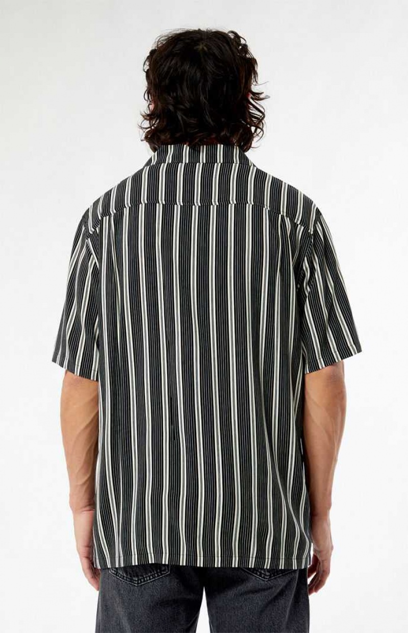 BLACK PacSun Black Viscose Camp Shirt | PHRVWEZ-02