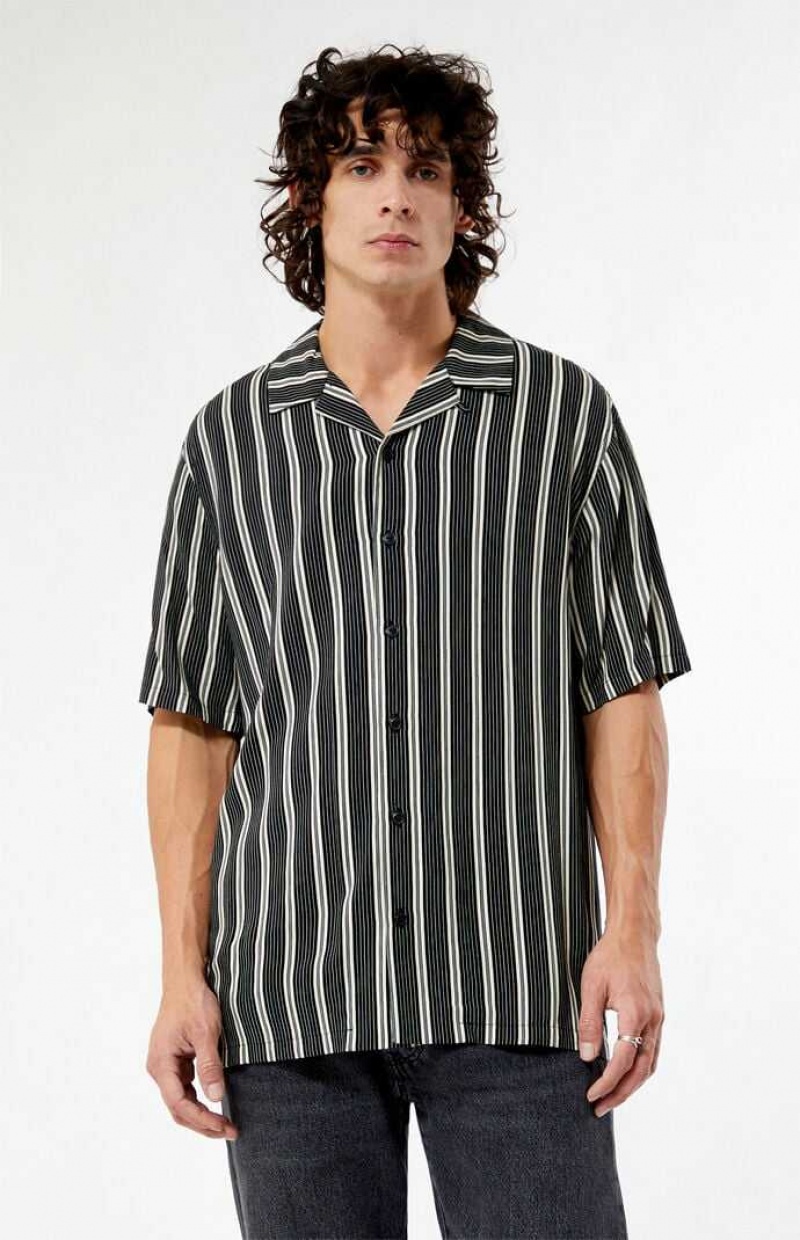 BLACK PacSun Black Viscose Camp Shirt | PHRVWEZ-02