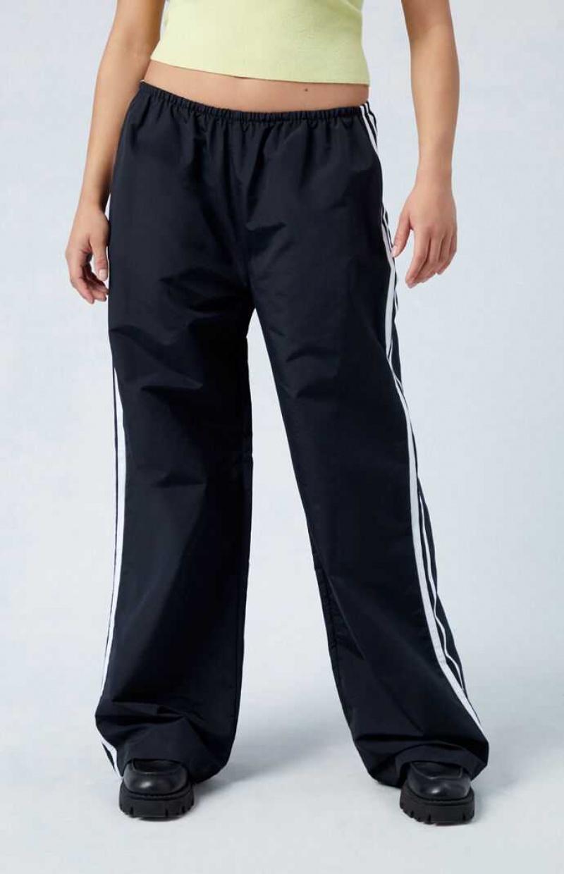 BLACK PacSun Black Wide Leg Track Pants | SJPKRWF-52