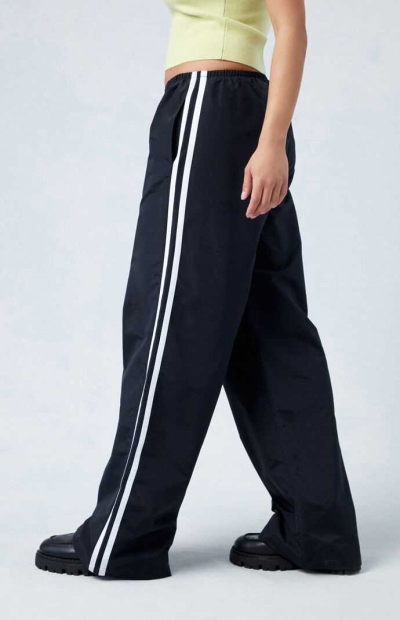 BLACK PacSun Black Wide Leg Track Pants | SJPKRWF-52