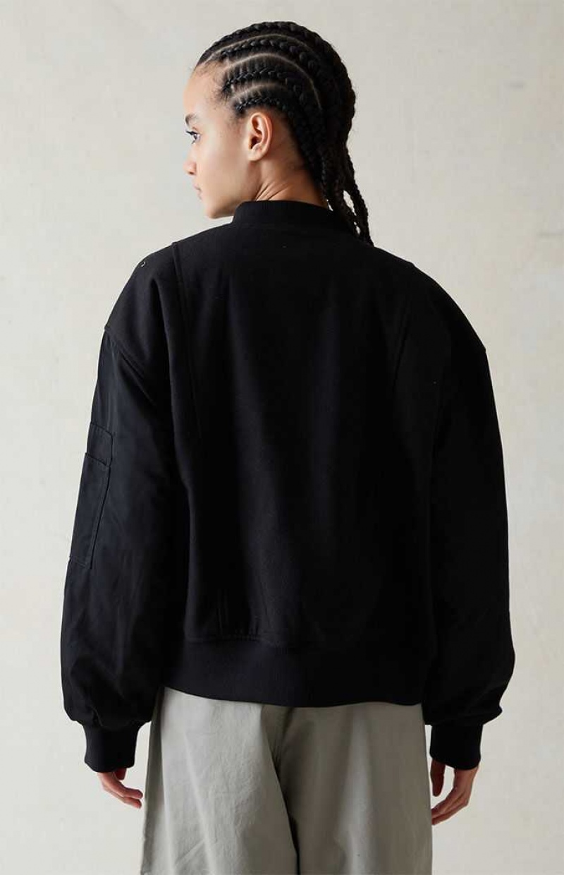 BLACK PacSun Black Wool Bomber Varsity Jacket | FUXGOHM-19