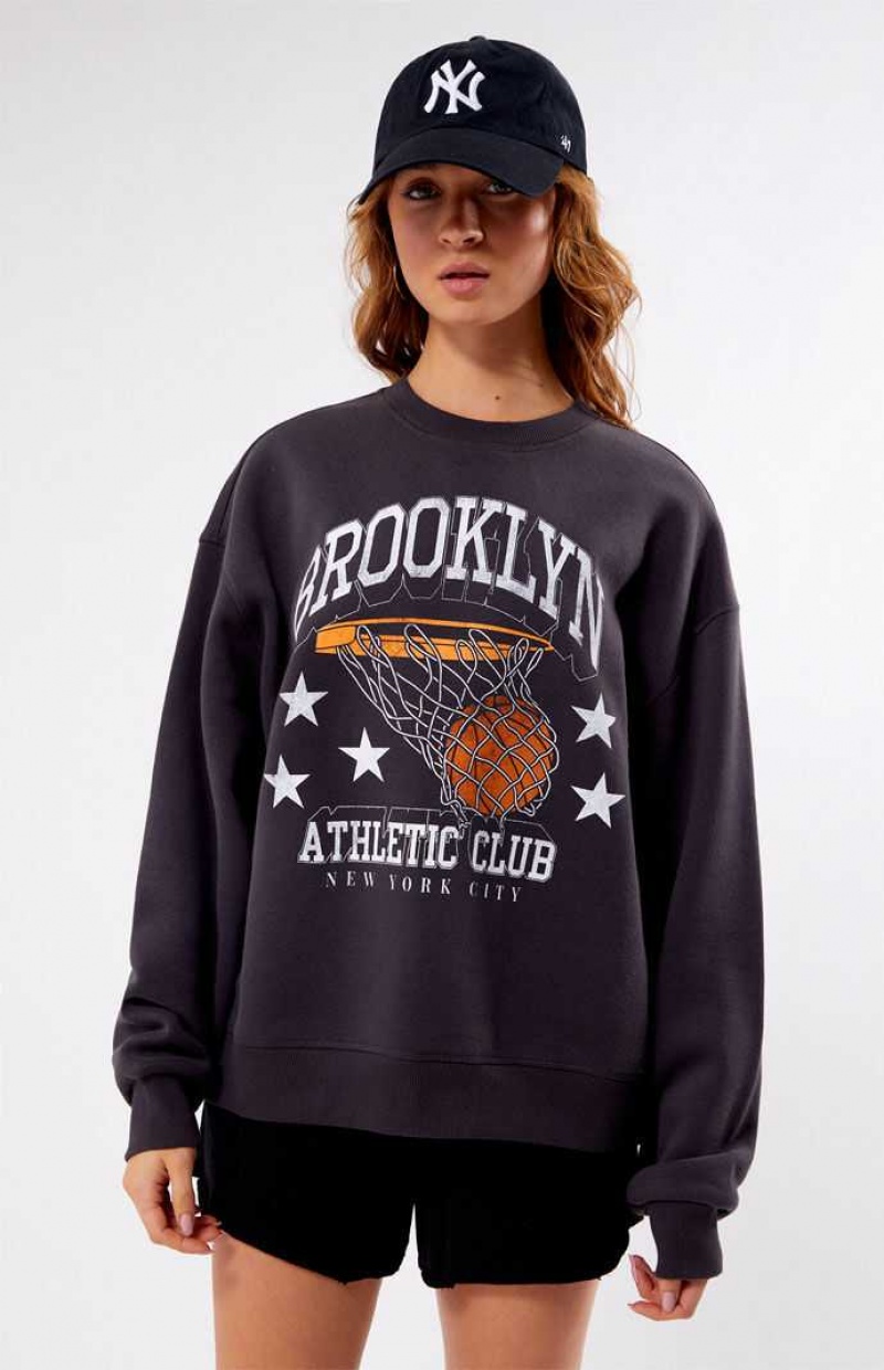 BLACK PacSun Brooklyn Athletic Club Crew Neck Sweatshirt | SCIAGKX-46