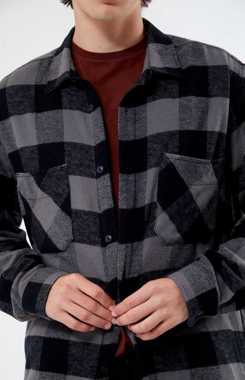 BLACK PacSun Buffalo Plaid Classic Button Down Shirt | AIGVKSU-64