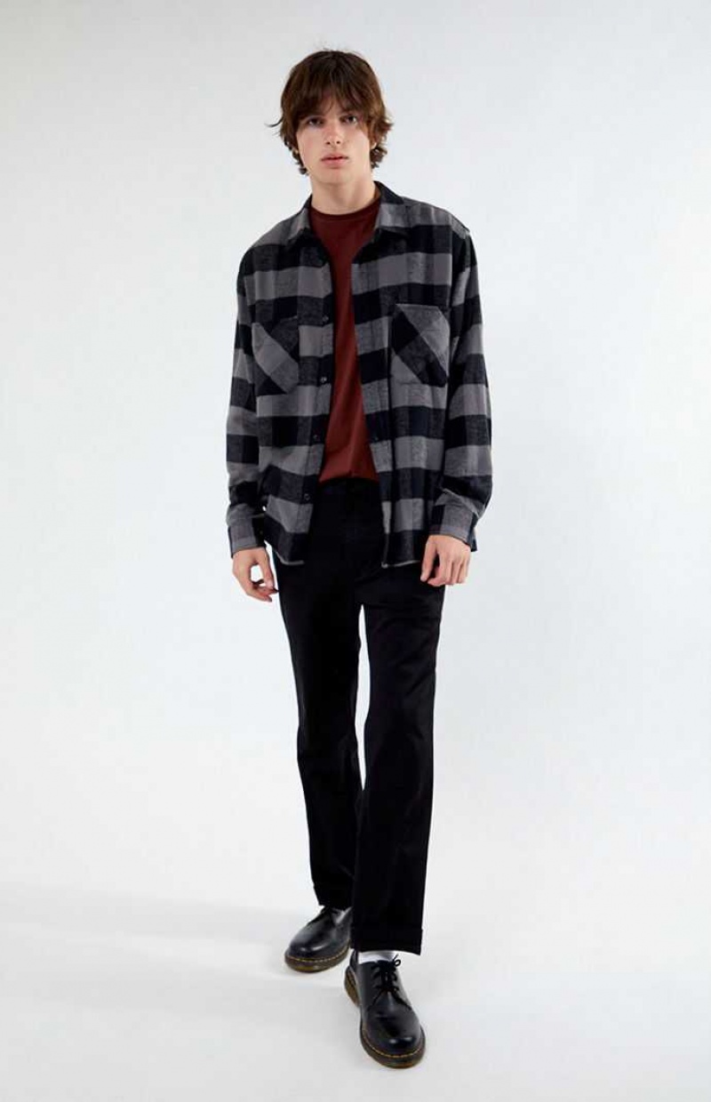 BLACK PacSun Buffalo Plaid Classic Button Down Shirt | AIGVKSU-64