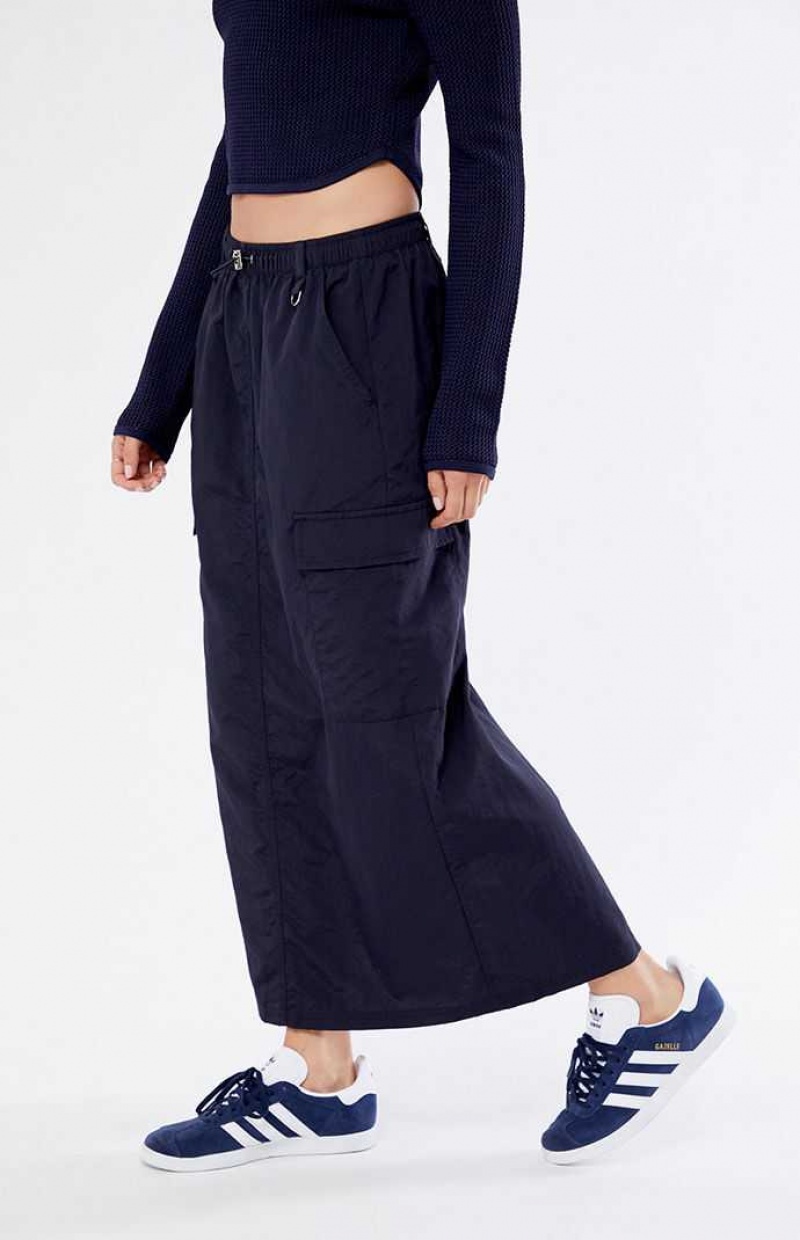 BLACK PacSun Bungee Cargo Midi Skirt | XNPATZU-76