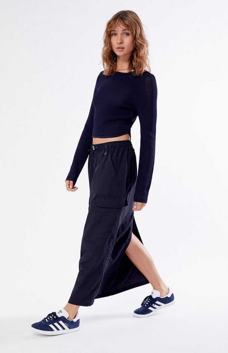 BLACK PacSun Bungee Cargo Midi Skirt | XNPATZU-76