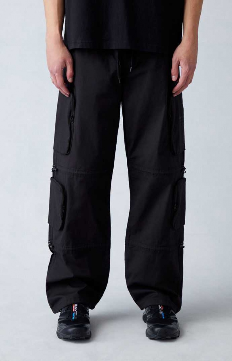 BLACK PacSun Canvas Black Baggy Cargo Pants | EXQKRNV-41