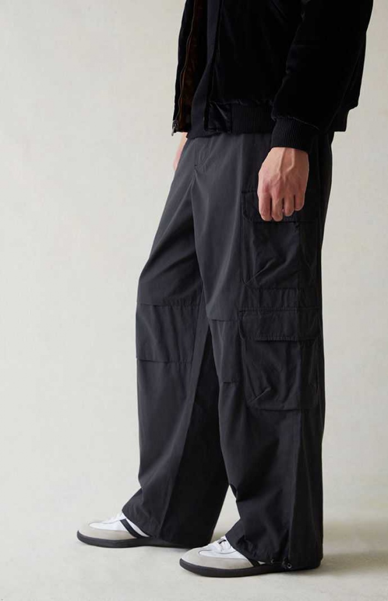 BLACK PacSun Canvas Black Parachute Pants | DEWHNVQ-37