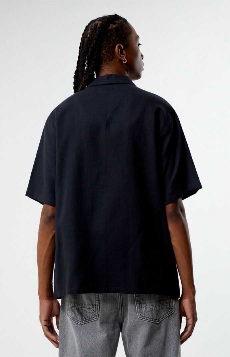 BLACK PacSun Caviar Oversized Camp Shirt | RVFWOUG-68