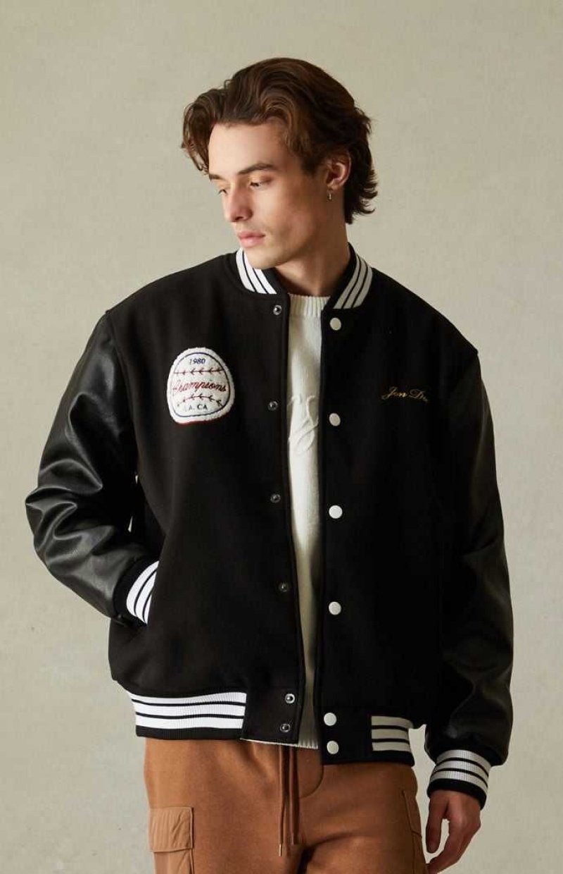 BLACK PacSun Cherry Varsity Jacket | RTOXKHP-53