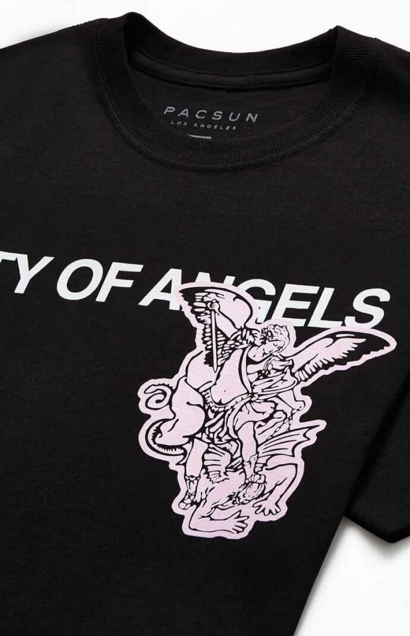 BLACK PacSun City Of Angels T-Shirt | RQGXICN-56