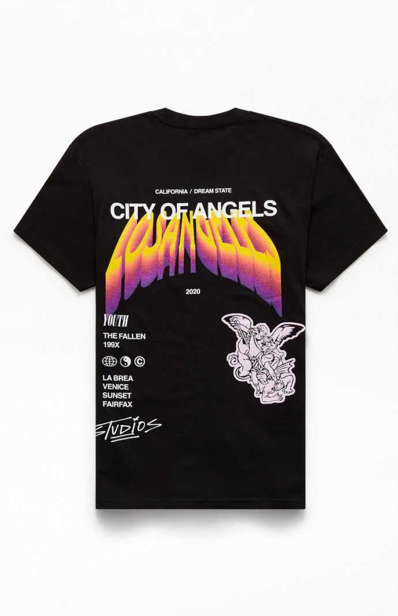 BLACK PacSun City Of Angels T-Shirt | RQGXICN-56