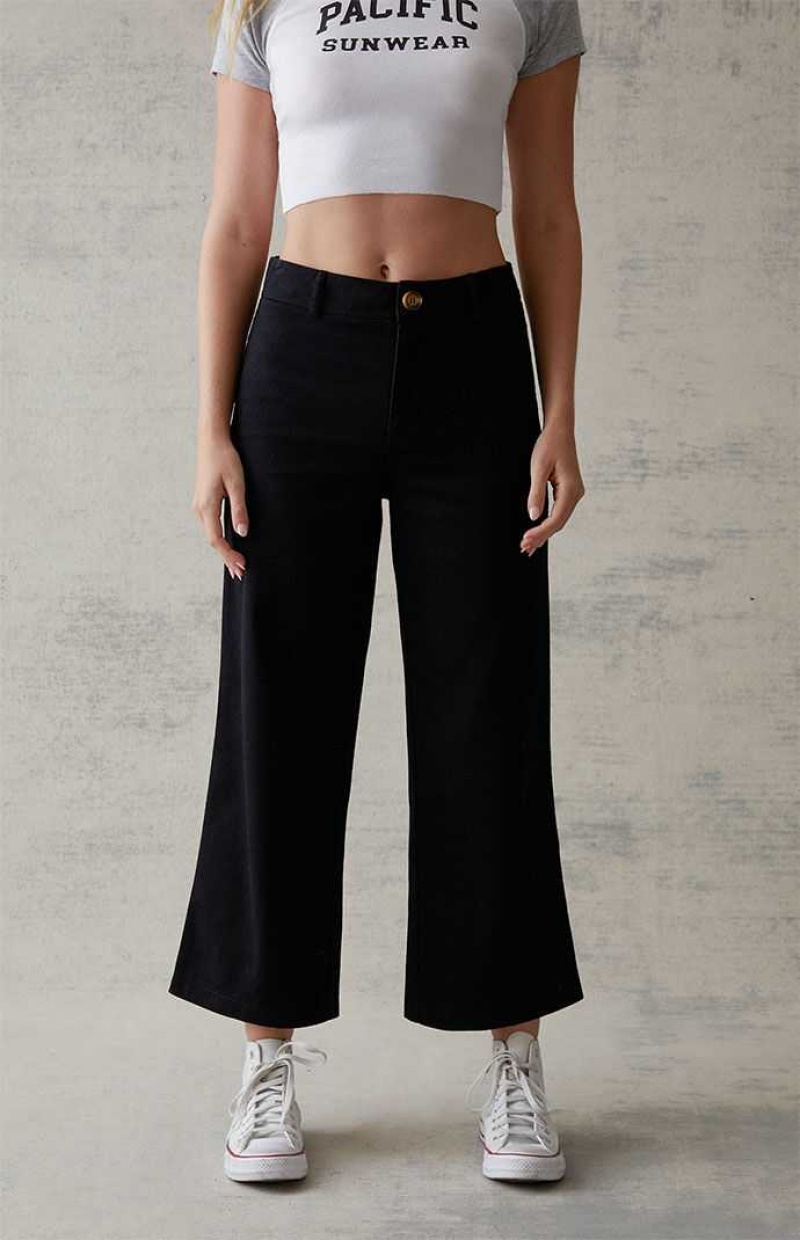 BLACK PacSun Cropped Flare Pants | JPQGHKA-72