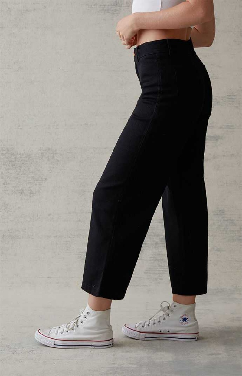 BLACK PacSun Cropped Flare Pants | JPQGHKA-72