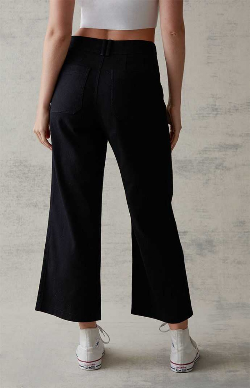 BLACK PacSun Cropped Flare Pants | JPQGHKA-72